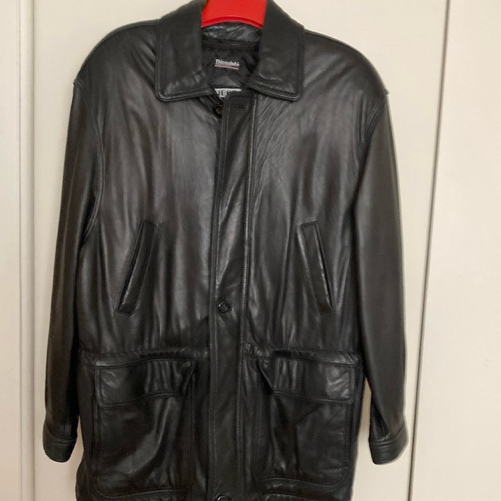 Tibor Leather Man’s Worm Winter Jacket Size L Long Sleeve Black Zipper Closure